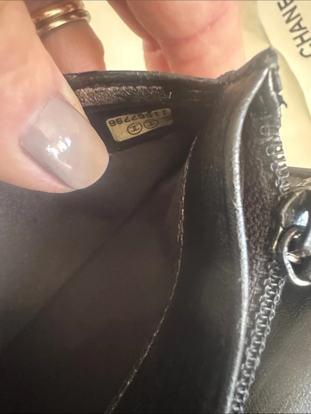 CHANEL Black Leather Bifold Wallet with Flap Pocket